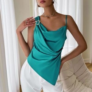 Woman Satin Blouse | Asymmetrical Top | Dress Shirt Women Top